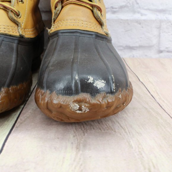 Vintage! LL Bean Brown Leather Unlined Maine Hunting Duck Boots Size 8 M - Picture 9 of 11